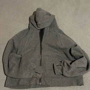 Lululemon Scuba Full-Zip Cropped Hoodie Heather Grey Sz 12